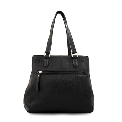 Cartera tote alisa mediana negro