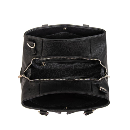 Cartera tote alisa mediana negro