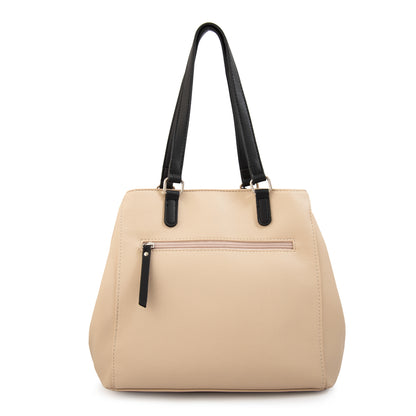Cartera tote alisa mediana beige