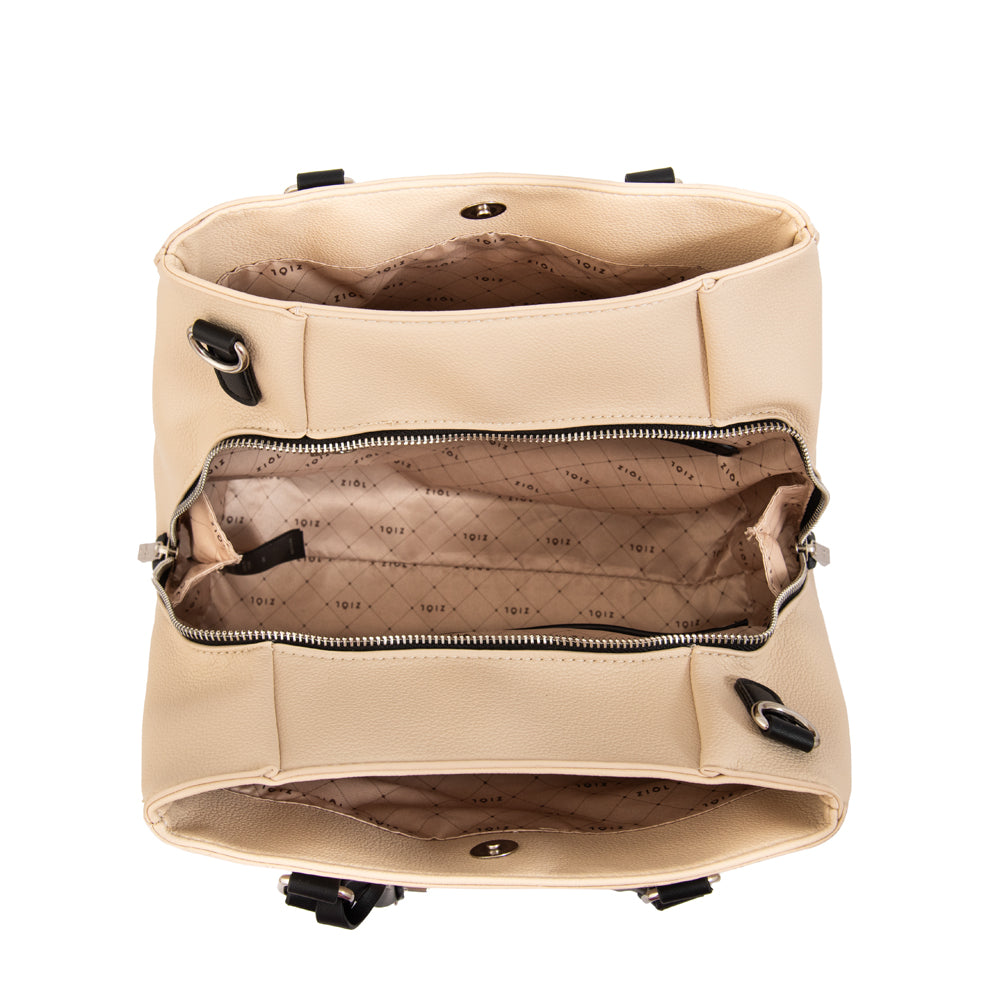 Cartera tote alisa mediana beige