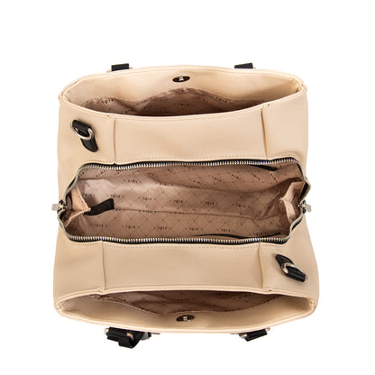 Cartera tote alisa mediana beige