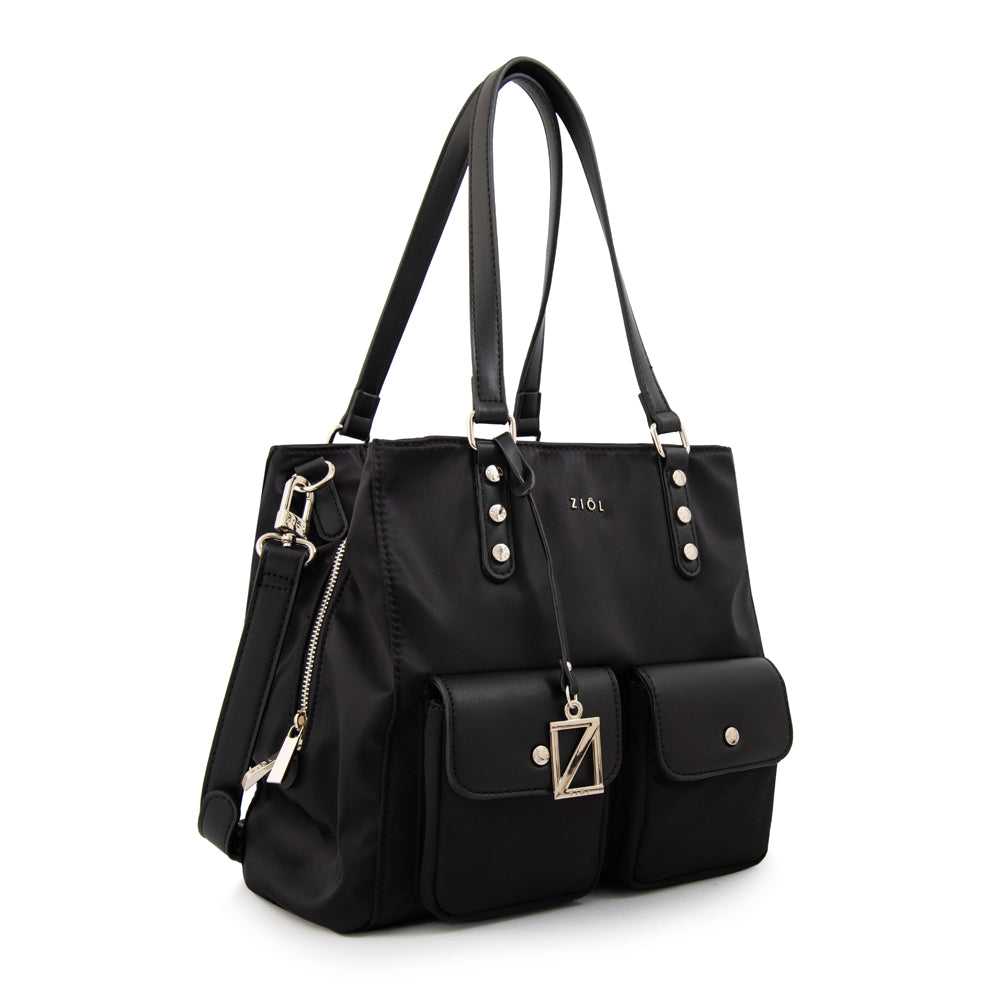 Cartera tote alisa mediana negro especial