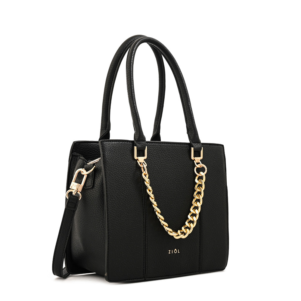 Cartera tote cala mediana negro