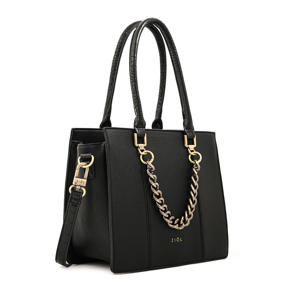 Cartera tote cala mediana negro especial