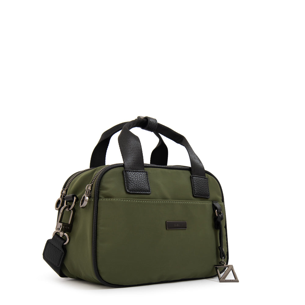 Cartera bandolera con asas helena pequeña verde oliva