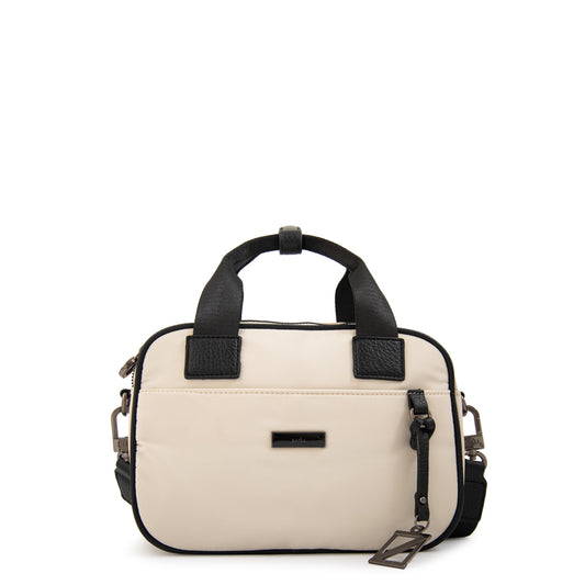 Cartera bandolera con asas helena pequeña blanco crudo