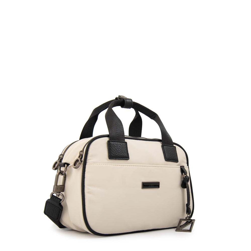 Cartera bandolera con asas helena pequeña blanco crudo