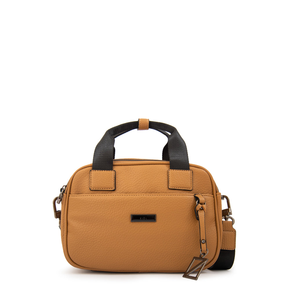 Cartera bandolera con asas helena pequeña beige oscuro