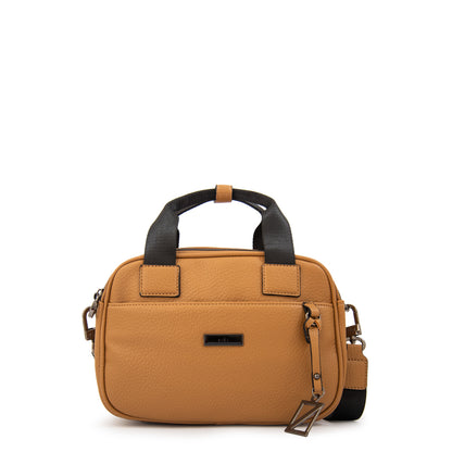 Cartera bandolera con asas helena pequeña beige oscuro