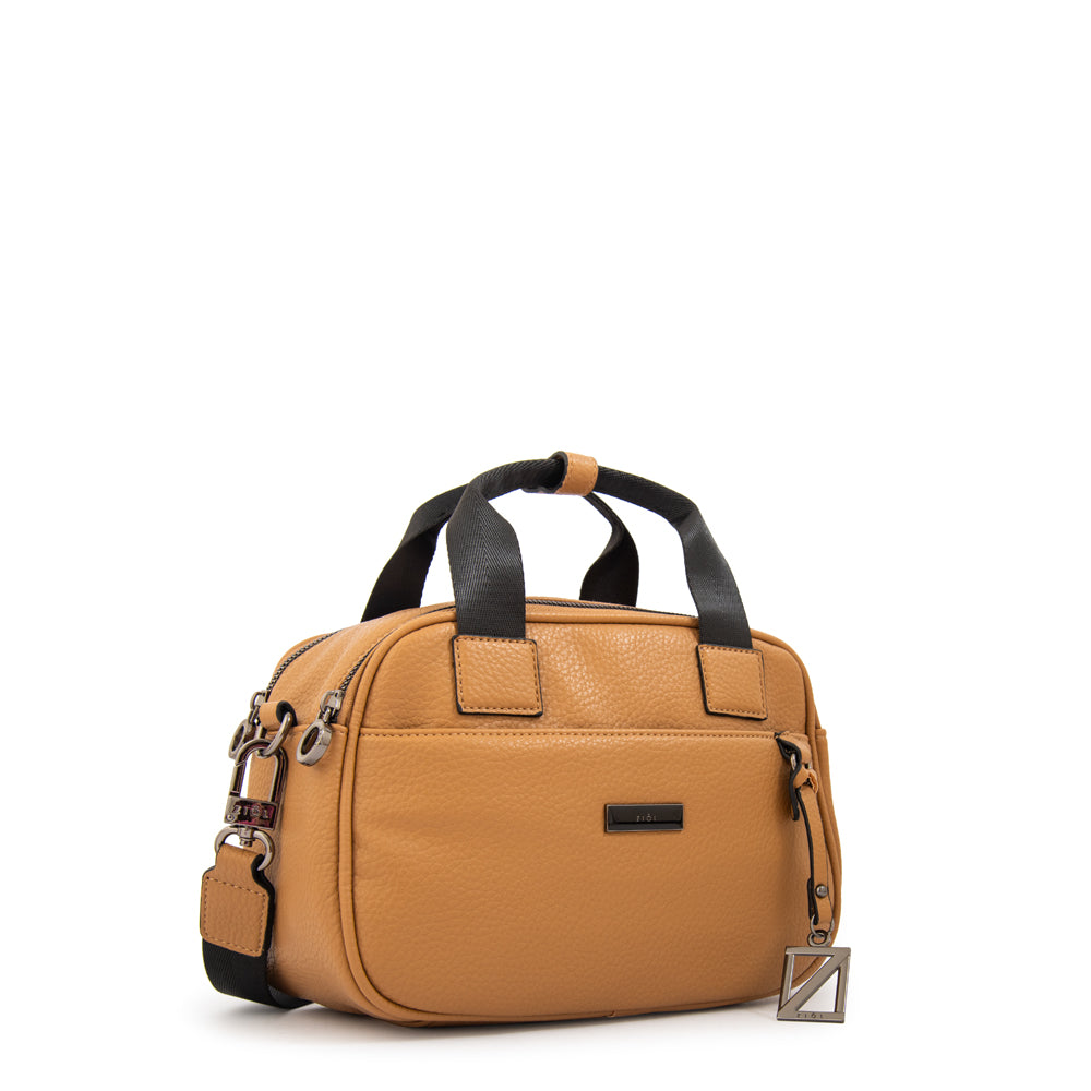 Cartera bandolera con asas helena pequeña beige oscuro