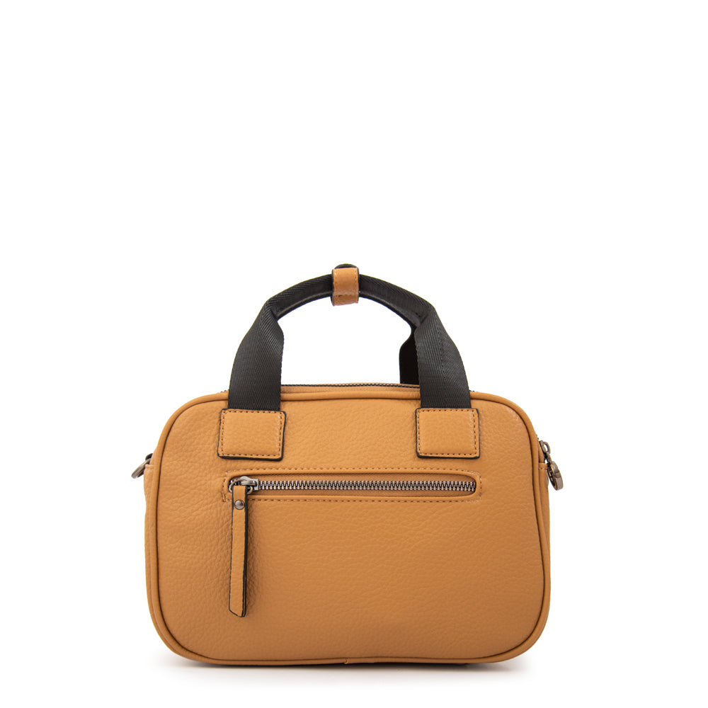 Cartera bandolera con asas helena pequeña beige oscuro