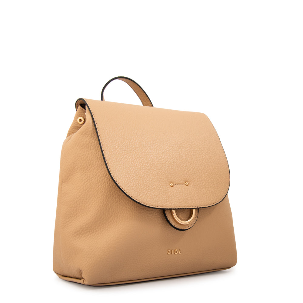 Mochila con tapa anastasia mediana beige oscuro