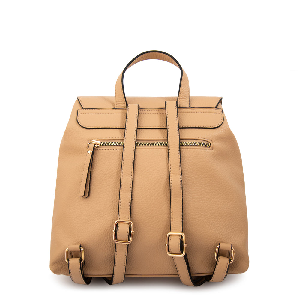 Mochila con tapa anastasia mediana beige oscuro