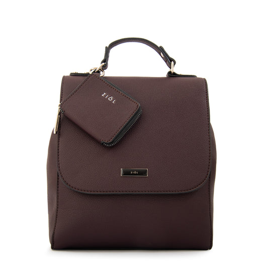 Mochila con tapa susana mediana café oscuro