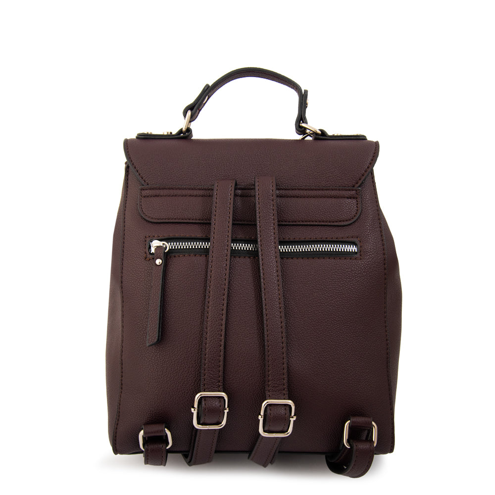 Mochila con tapa susana mediana café oscuro
