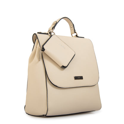 Mochila con tapa susana mediana blanco crudo