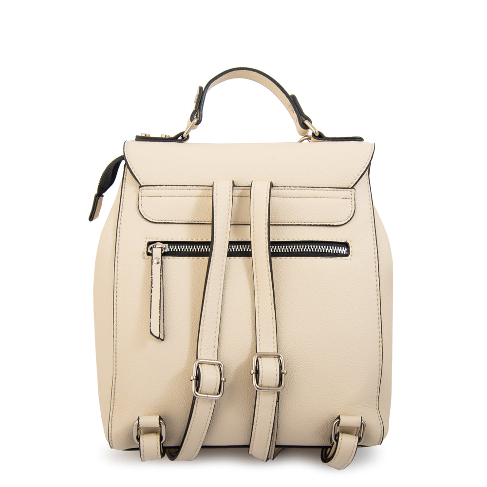 Mochila con tapa susana mediana blanco crudo