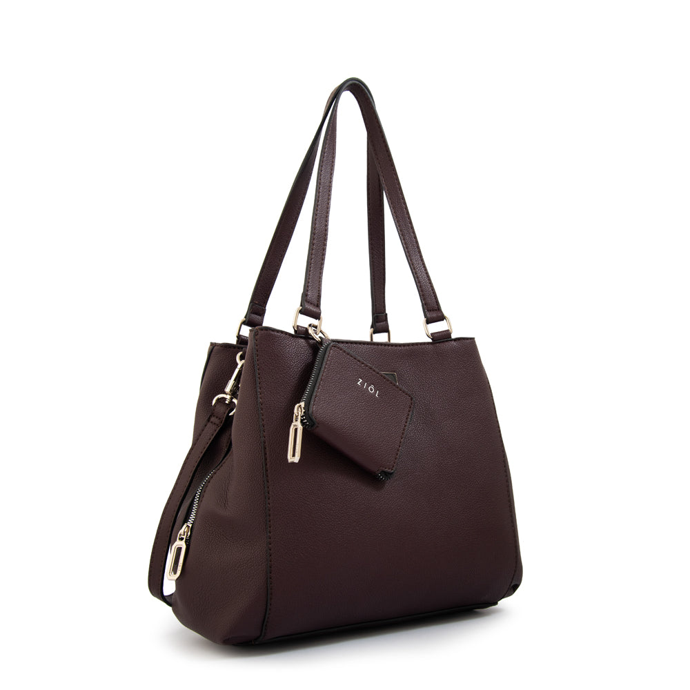 Cartera tote tres divisiones susana grande café oscuro