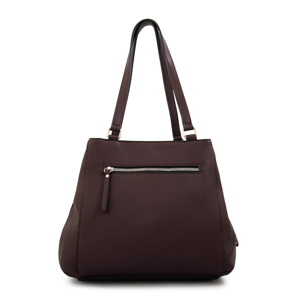 Cartera tote tres divisiones susana grande café oscuro