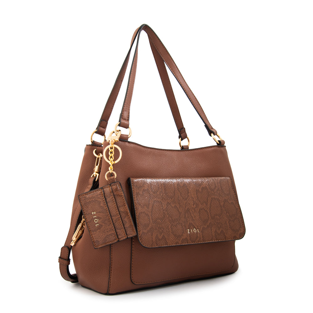 Cartera tote tres divisiones michelle grande café medio