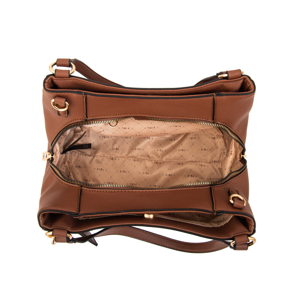 Cartera tote tres divisiones michelle grande café medio