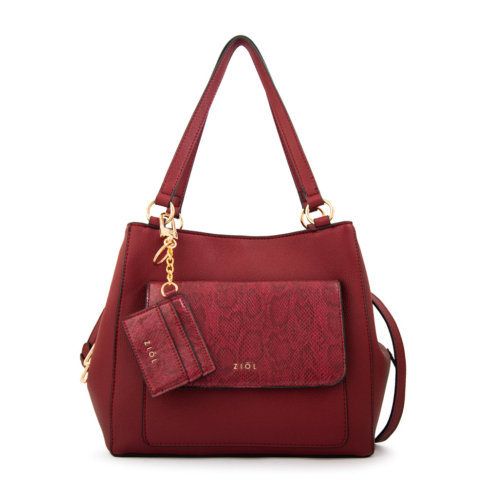 Cartera tote tres divisiones michelle grande rojo oscuro