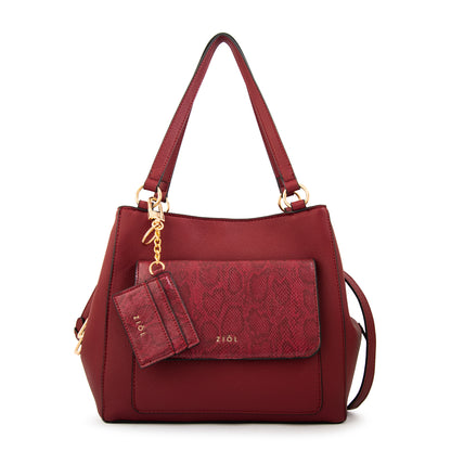 Cartera tote tres divisiones michelle grande rojo oscuro