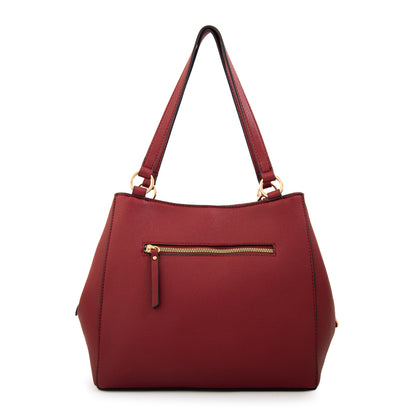 Cartera tote tres divisiones michelle grande rojo oscuro