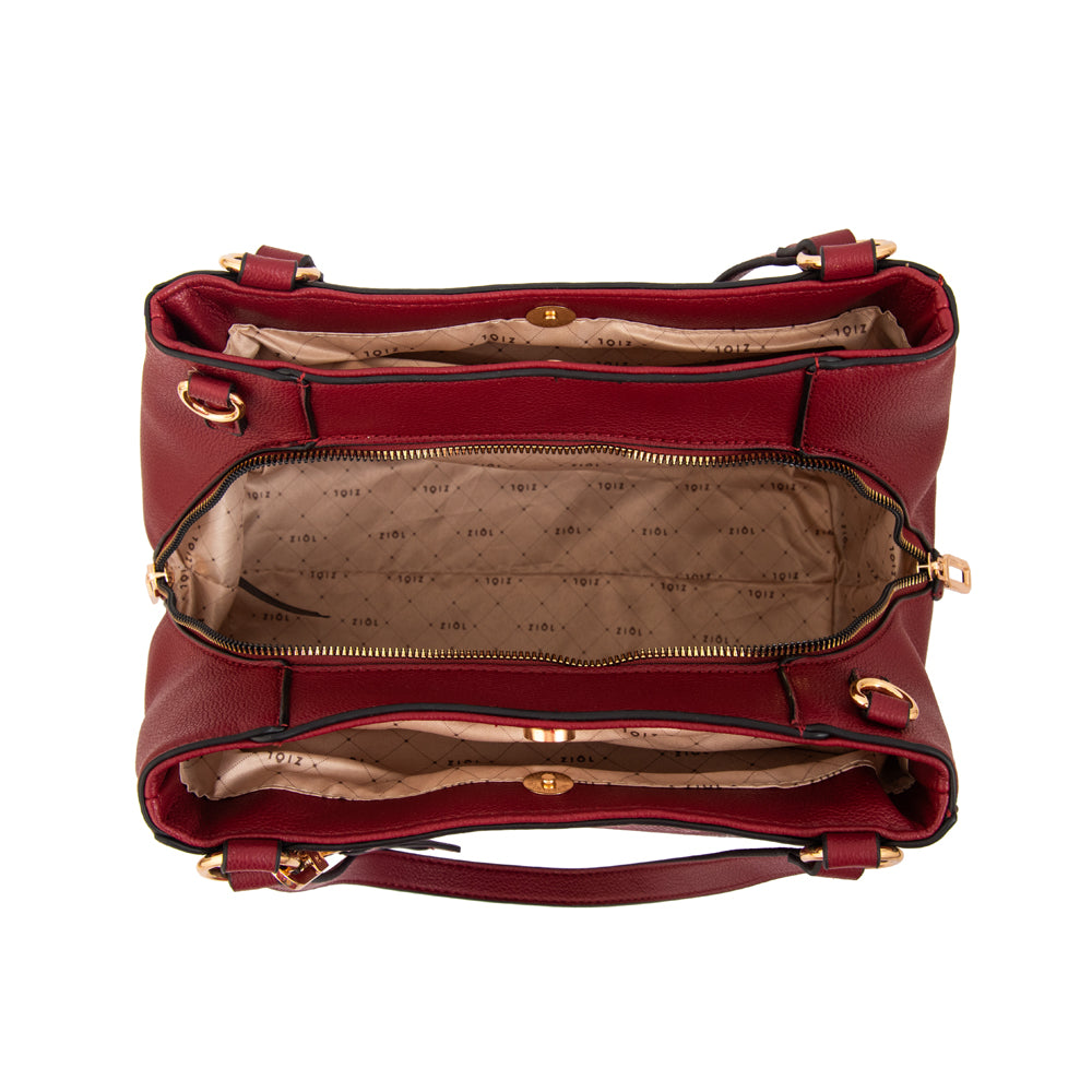 Cartera tote tres divisiones michelle grande rojo oscuro