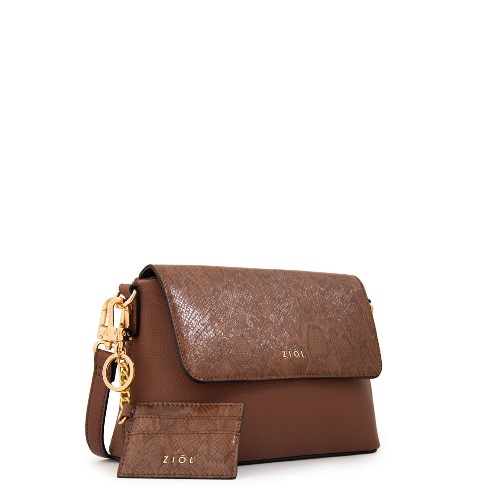 Cartera bandolera michelle pequeña café medio