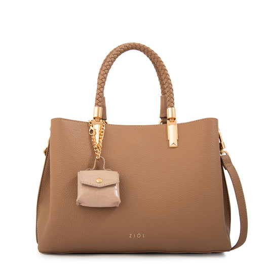 Cartera tote bambina mediana beige oscuro