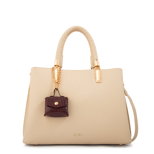 Cartera tote bambina mediana blanco crudo