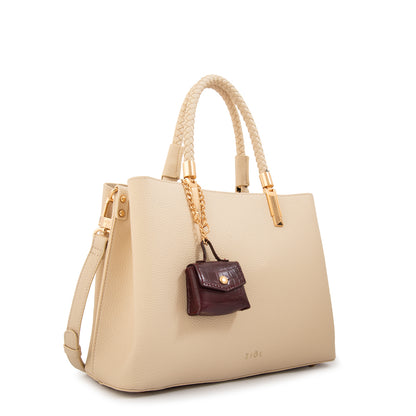 Cartera tote bambina mediana blanco crudo