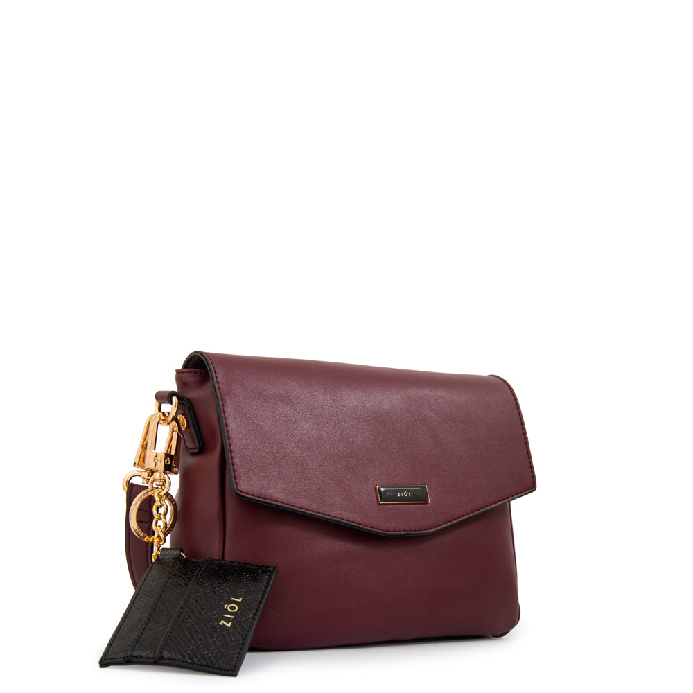 Cartera bandolera raquel pequeña rojo oscuro