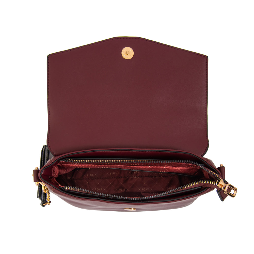 Cartera bandolera raquel pequeña rojo oscuro