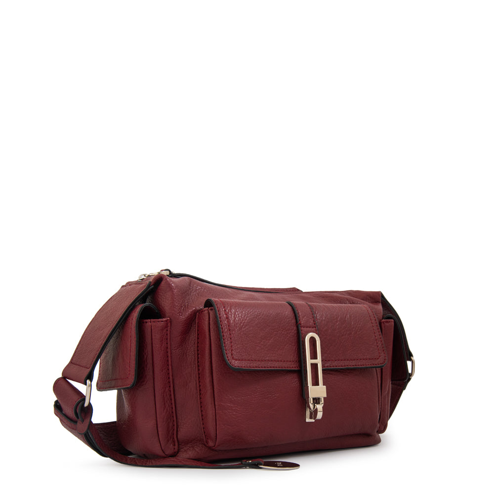 Cartera bandolera monserrat mediana rojo oscuro