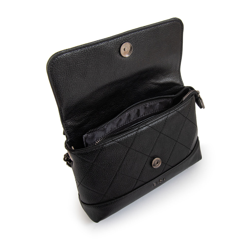 Cartera bandolera con tapa lian negro