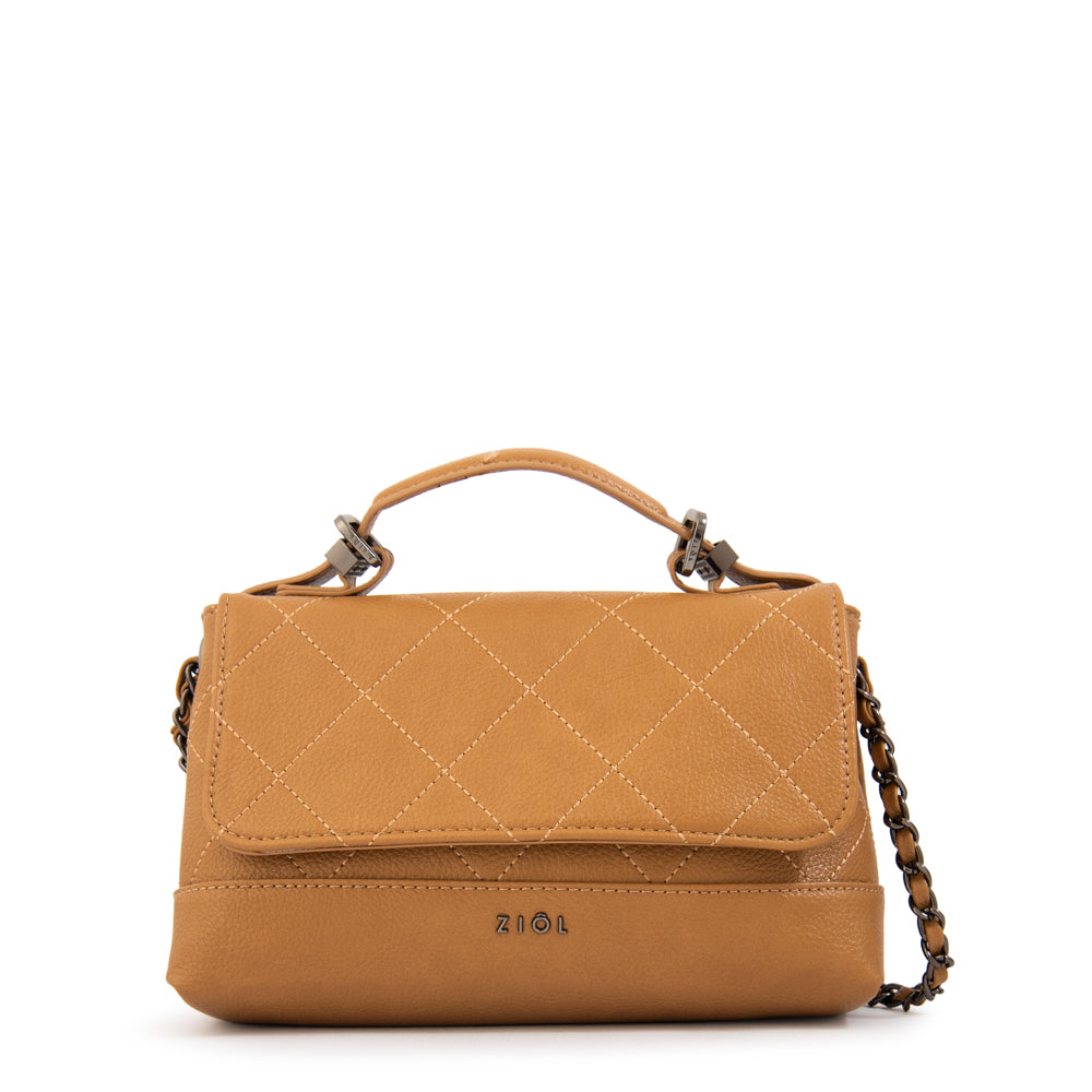 Cartera bandolera con tapa lian camel