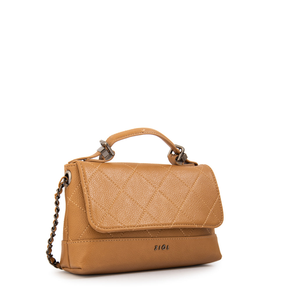 Cartera bandolera con tapa lian camel
