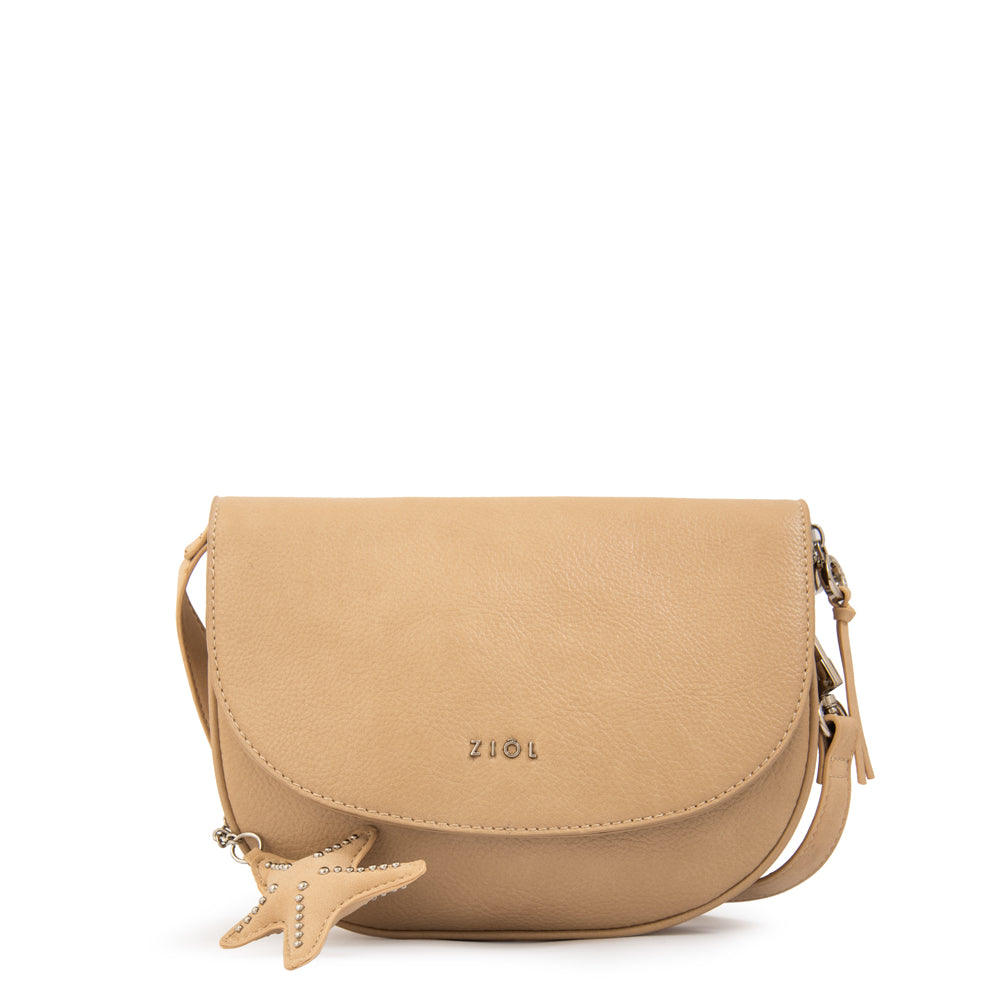 Cartera bandolera con tapa marina beige oscuro