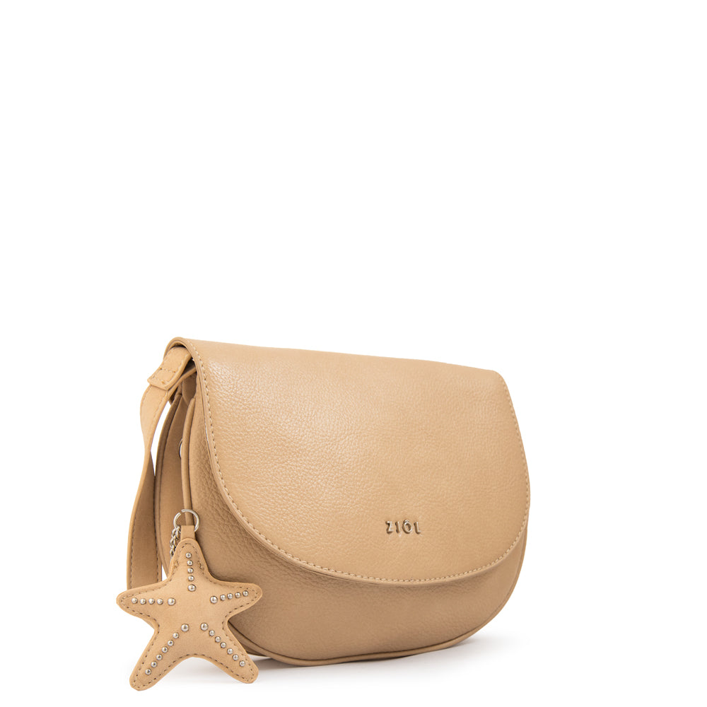 Cartera bandolera con tapa marina beige oscuro