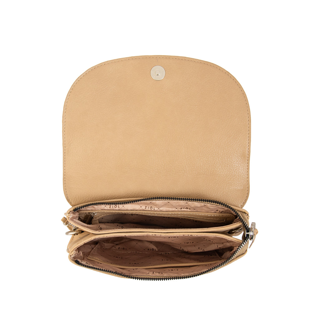 Cartera bandolera con tapa marina beige oscuro