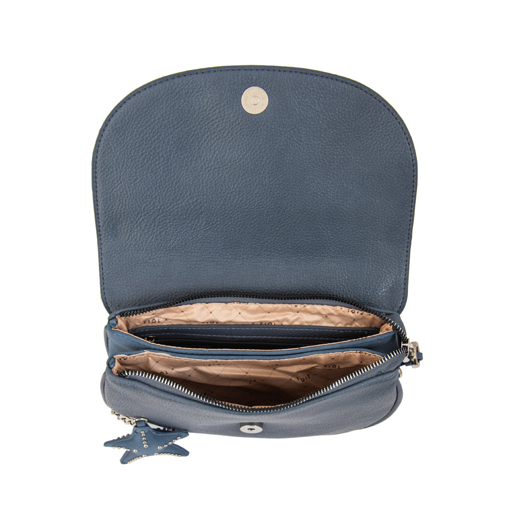 Cartera bandolera con tapa marina azul