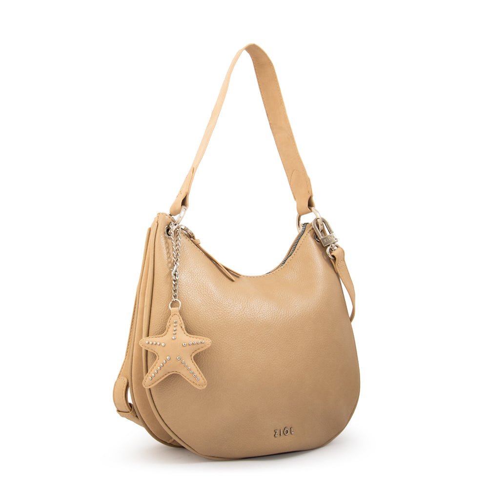 Cartera corte oval marina beige oscuro