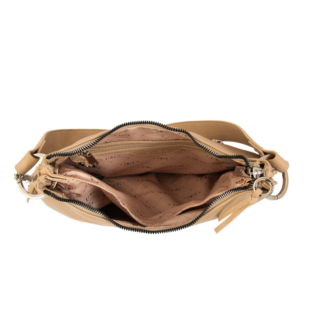 Cartera corte oval marina beige oscuro