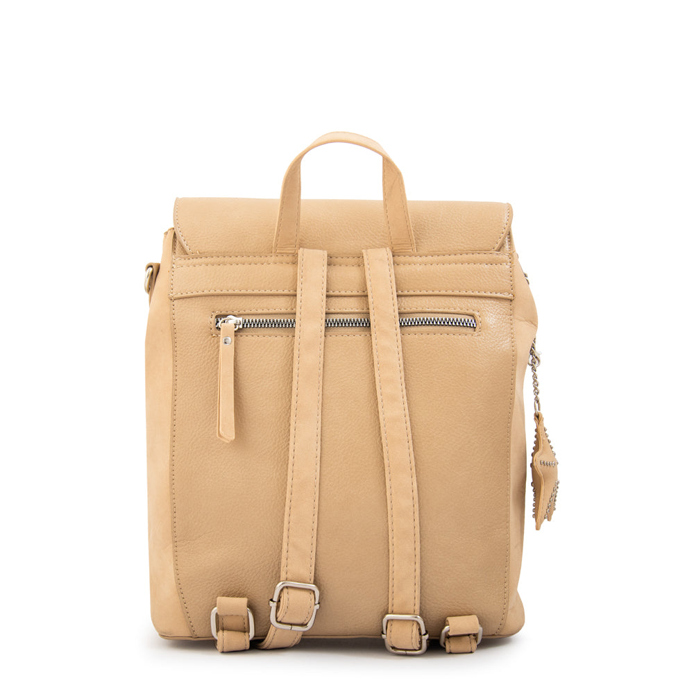 Mochila con tapa marina mediana beige oscuro