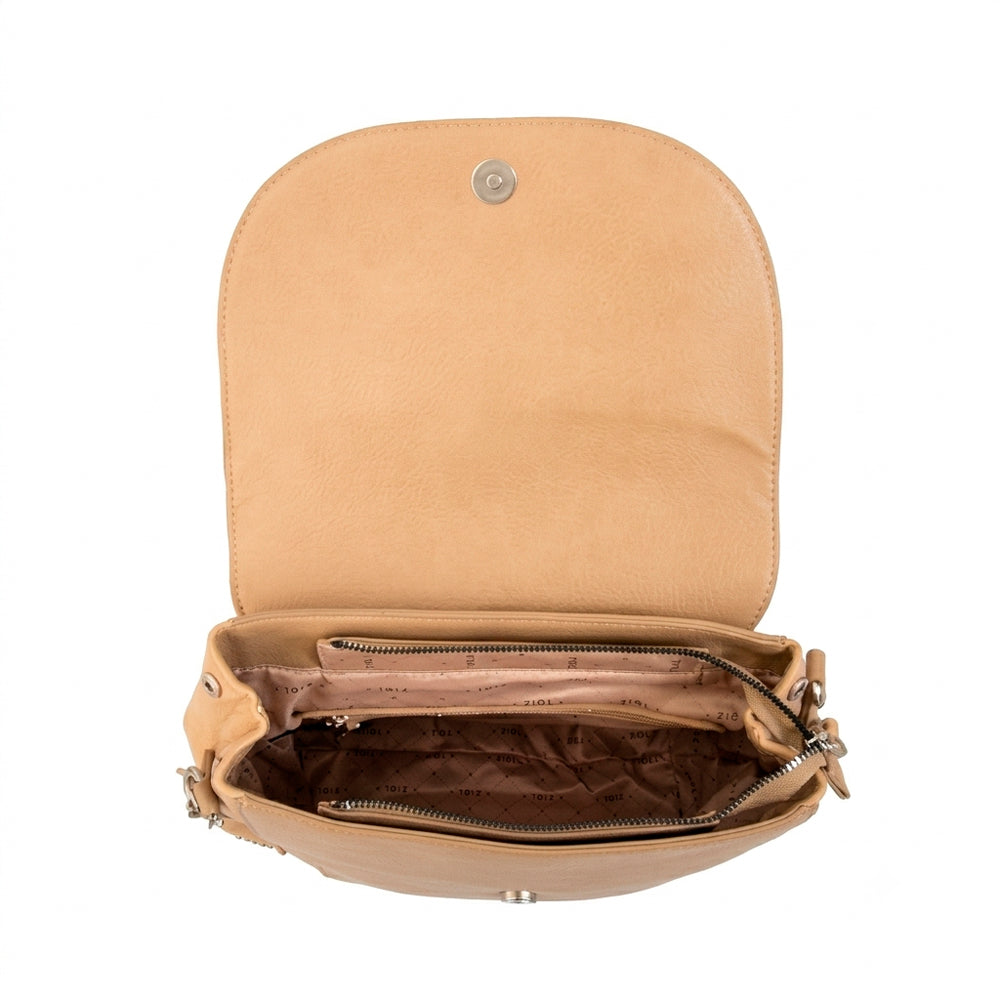 Mochila con tapa marina mediana beige oscuro
