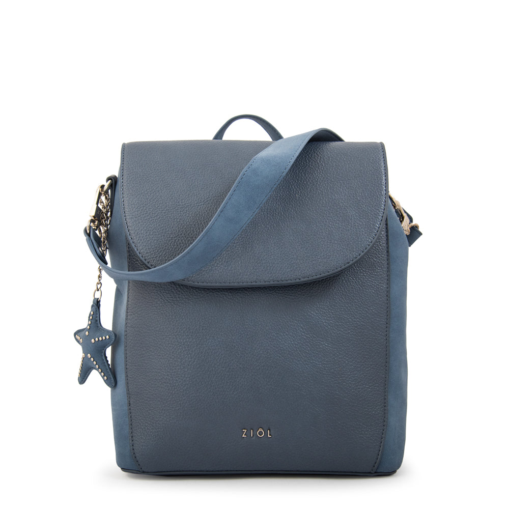 Mochila con tapa marina mediana azul