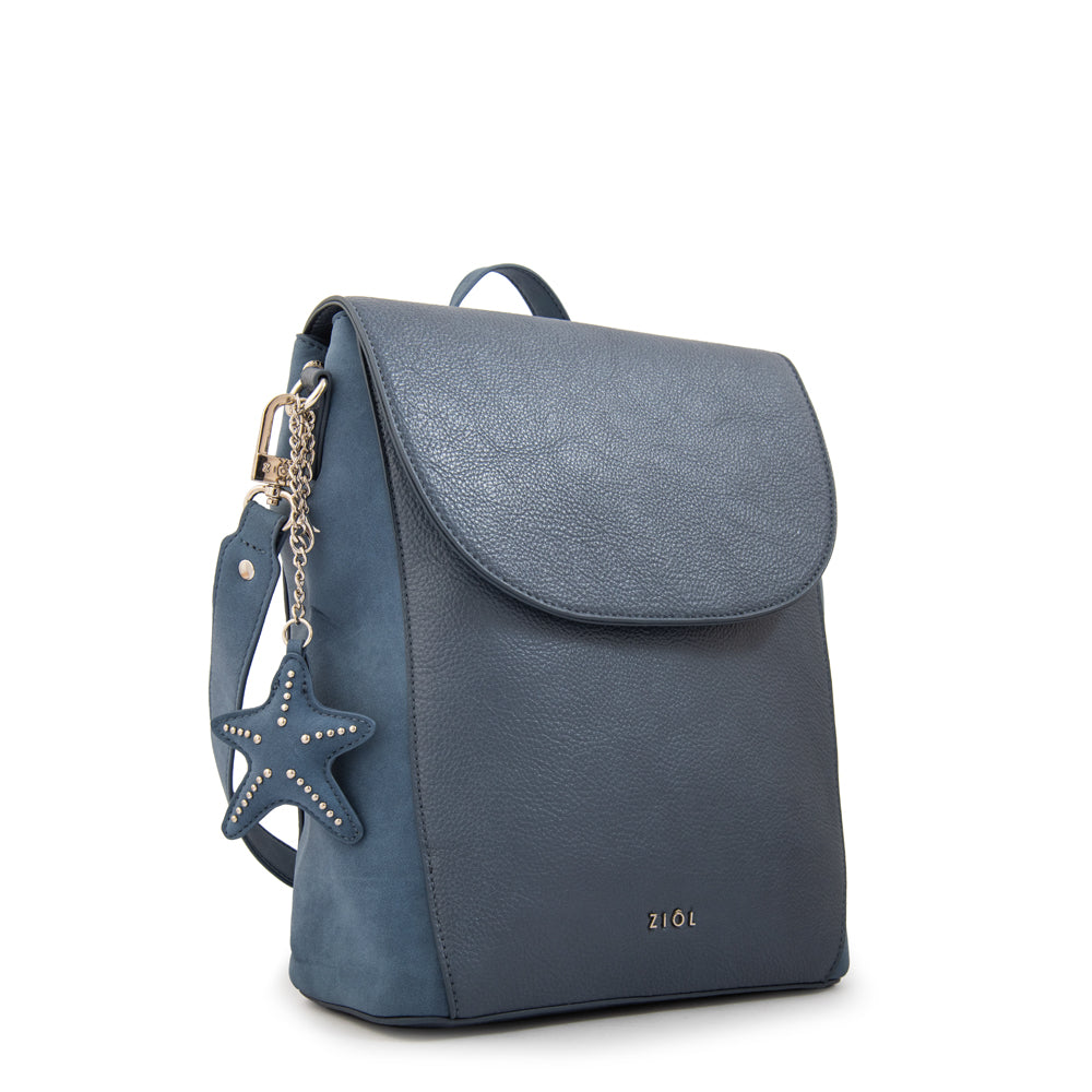 Mochila con tapa marina mediana azul