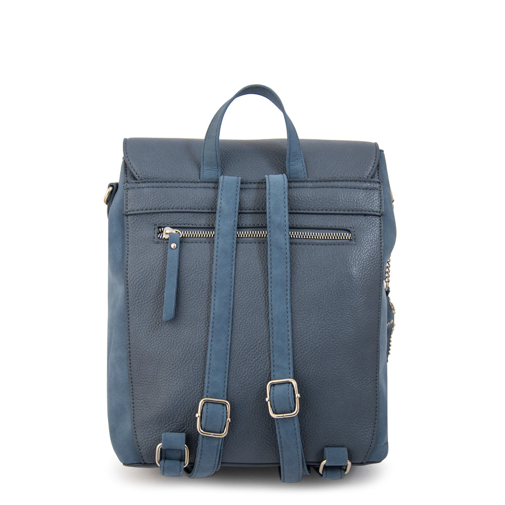 Mochila con tapa marina mediana azul